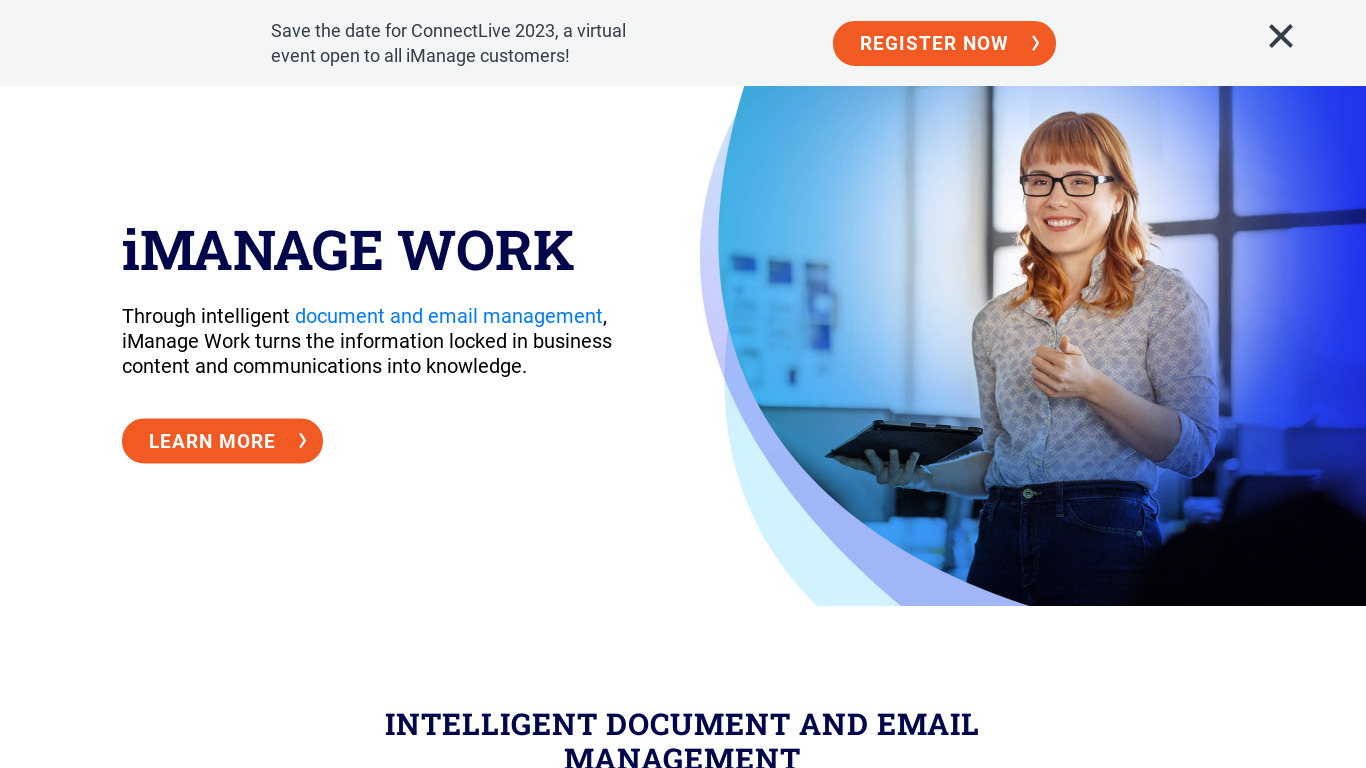 iManage Work Landing page