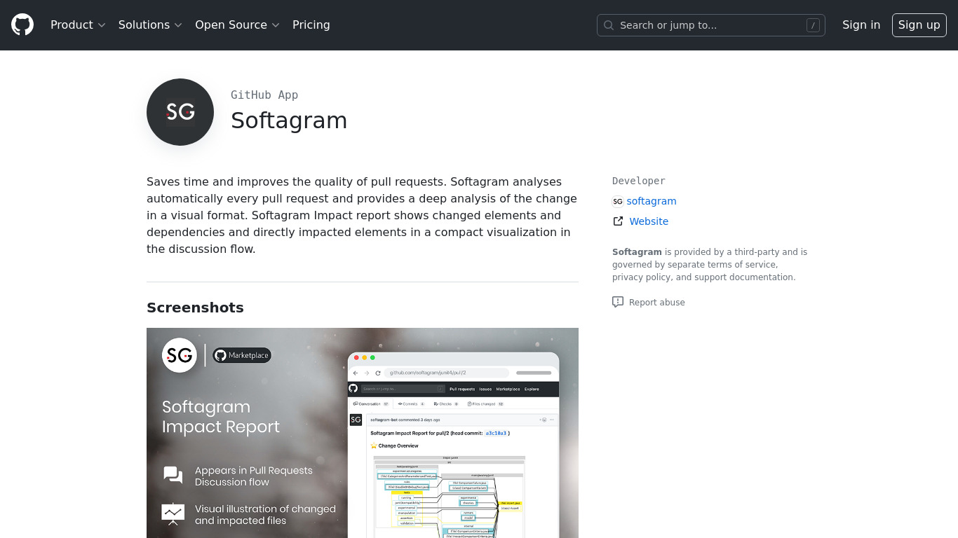 Softagram Landing page