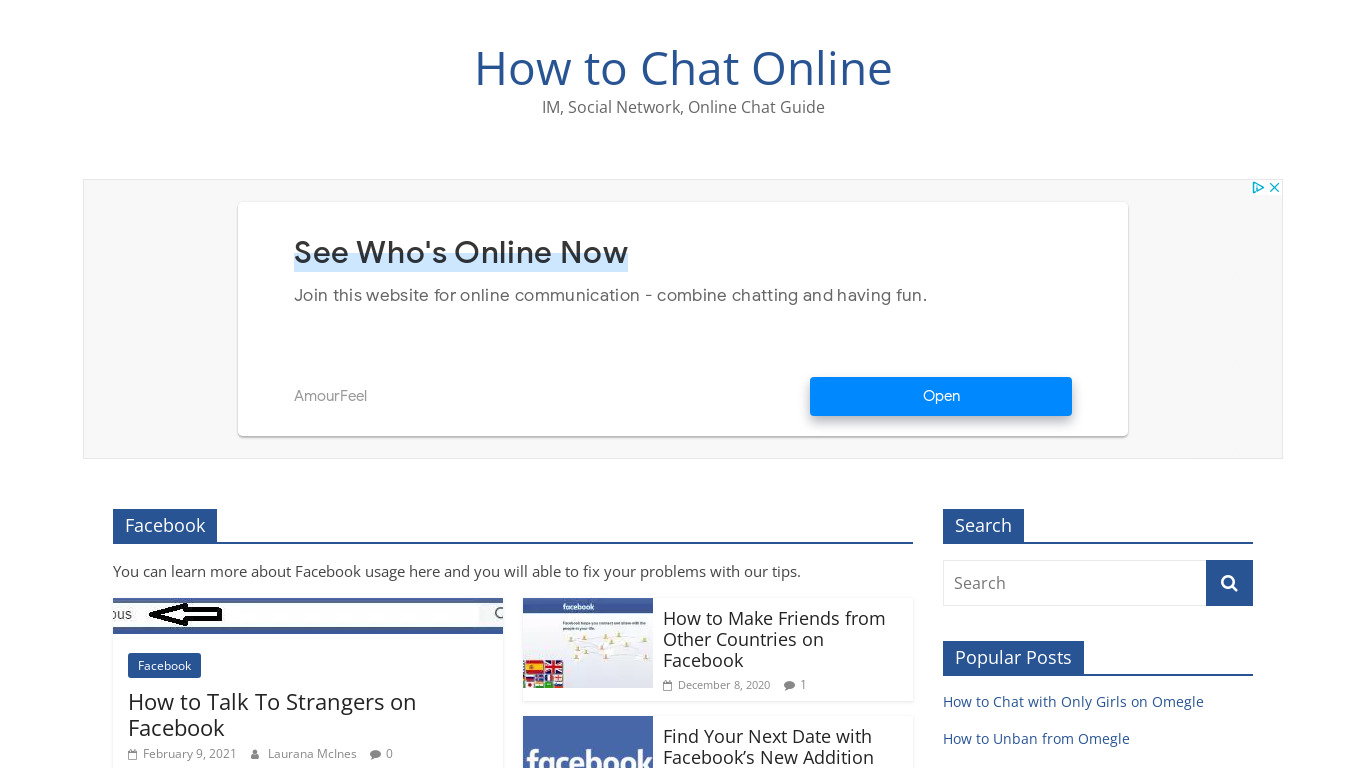How to Chat Online Landing page