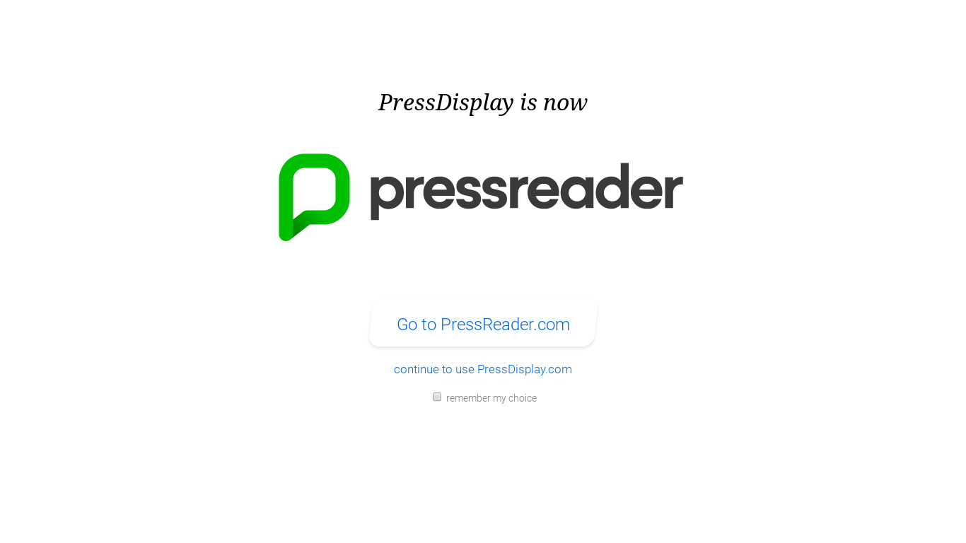 PressReader Landing page