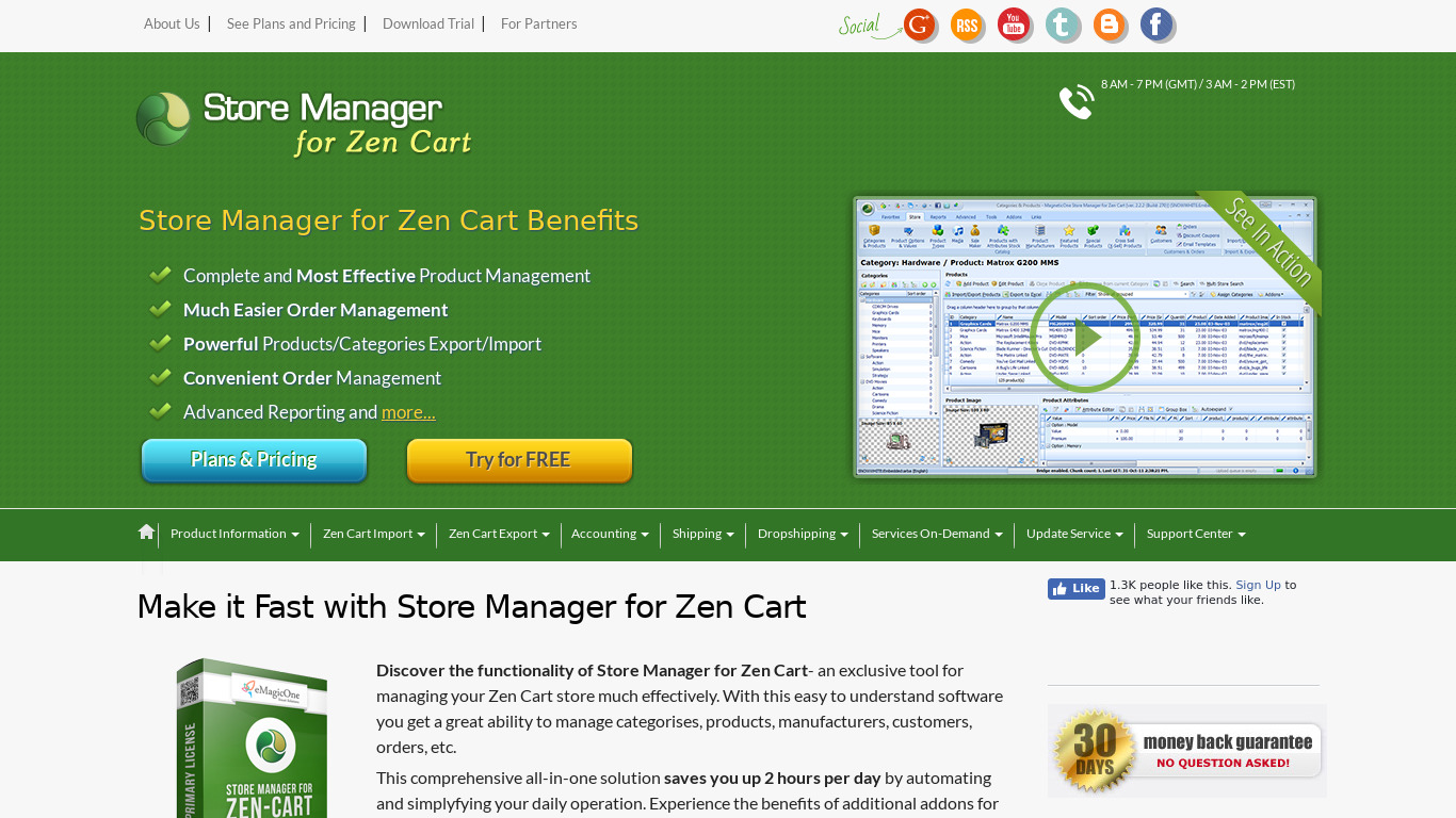 Store Manager for ZenCart Landing page