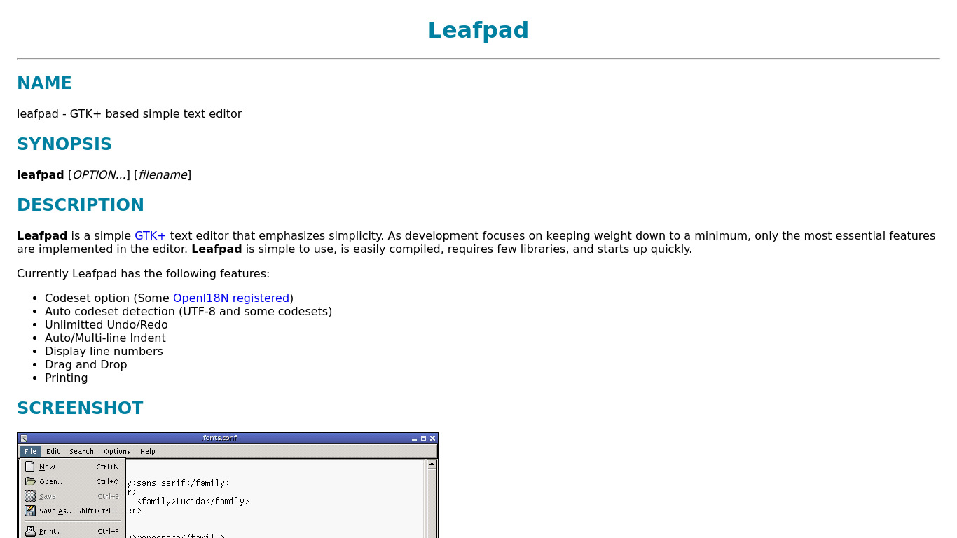 Leafpad Landing page
