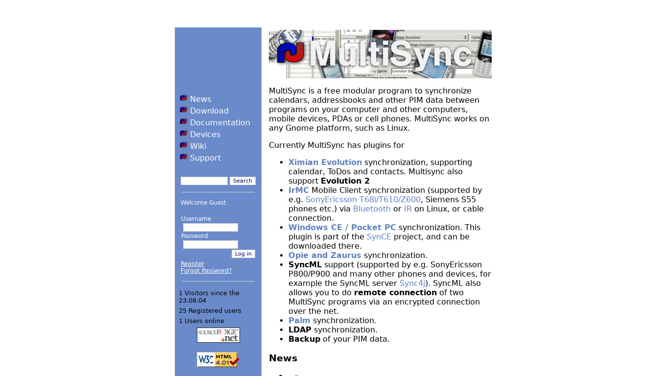Multisync Landing page