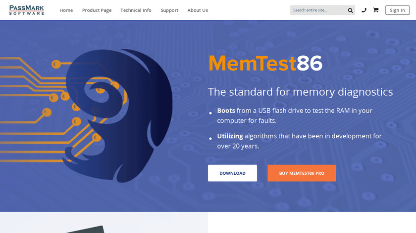 PassMark MemTest86 Landing Page