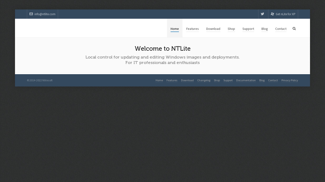 NTLite Landing page