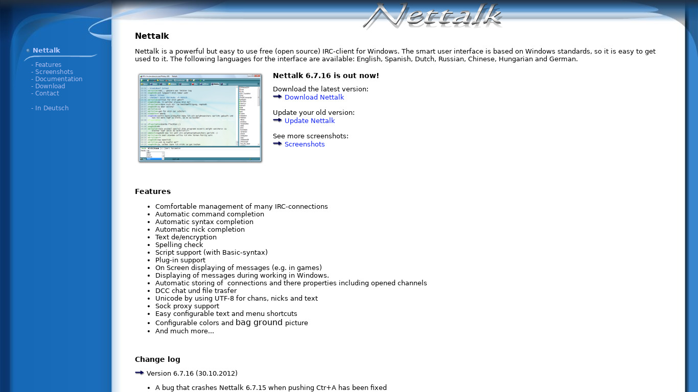 Nettalk Landing page