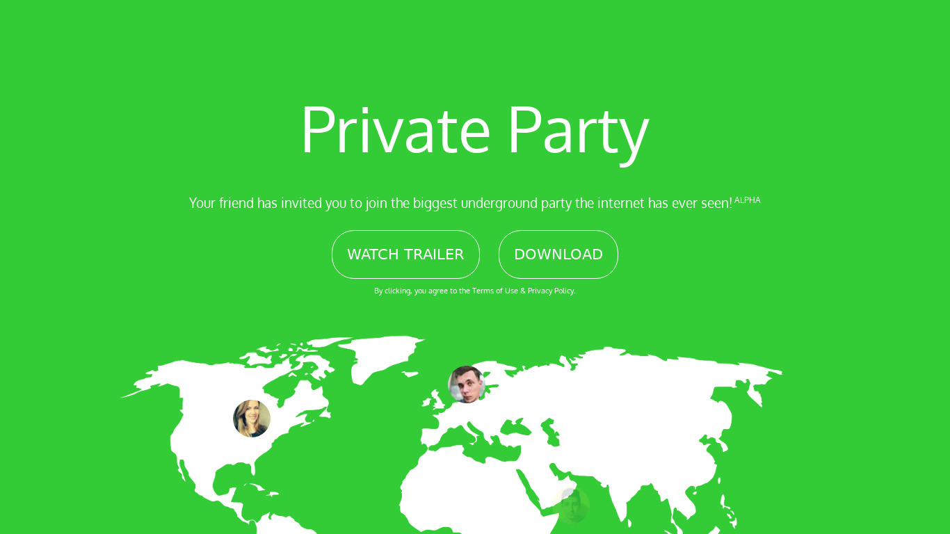 Private Party Landing page