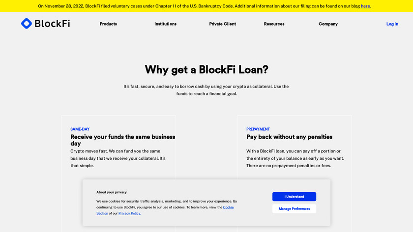 BlockFi Crypto Loans Landing Page
