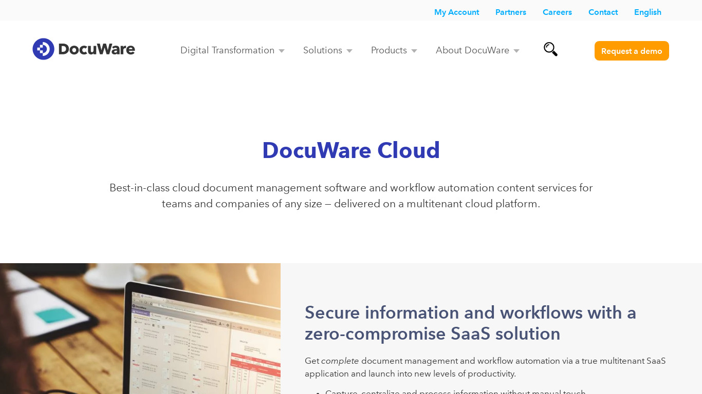 DocuWare Cloud Landing page