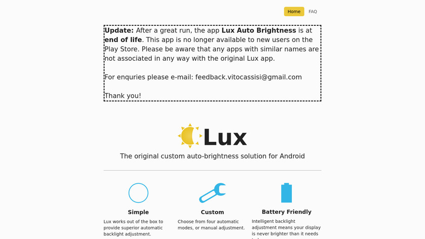 Lux Auto Brightness Landing Page