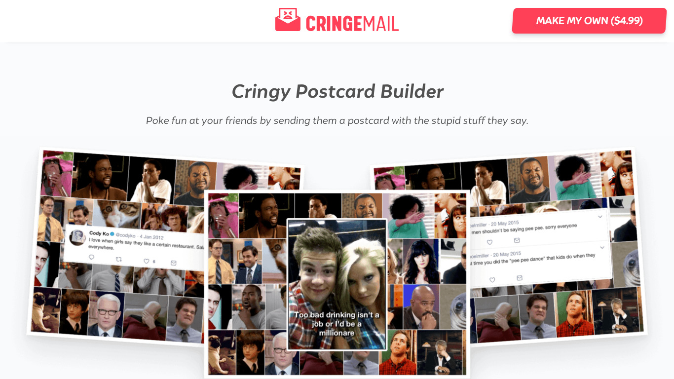 Cringemail Landing page