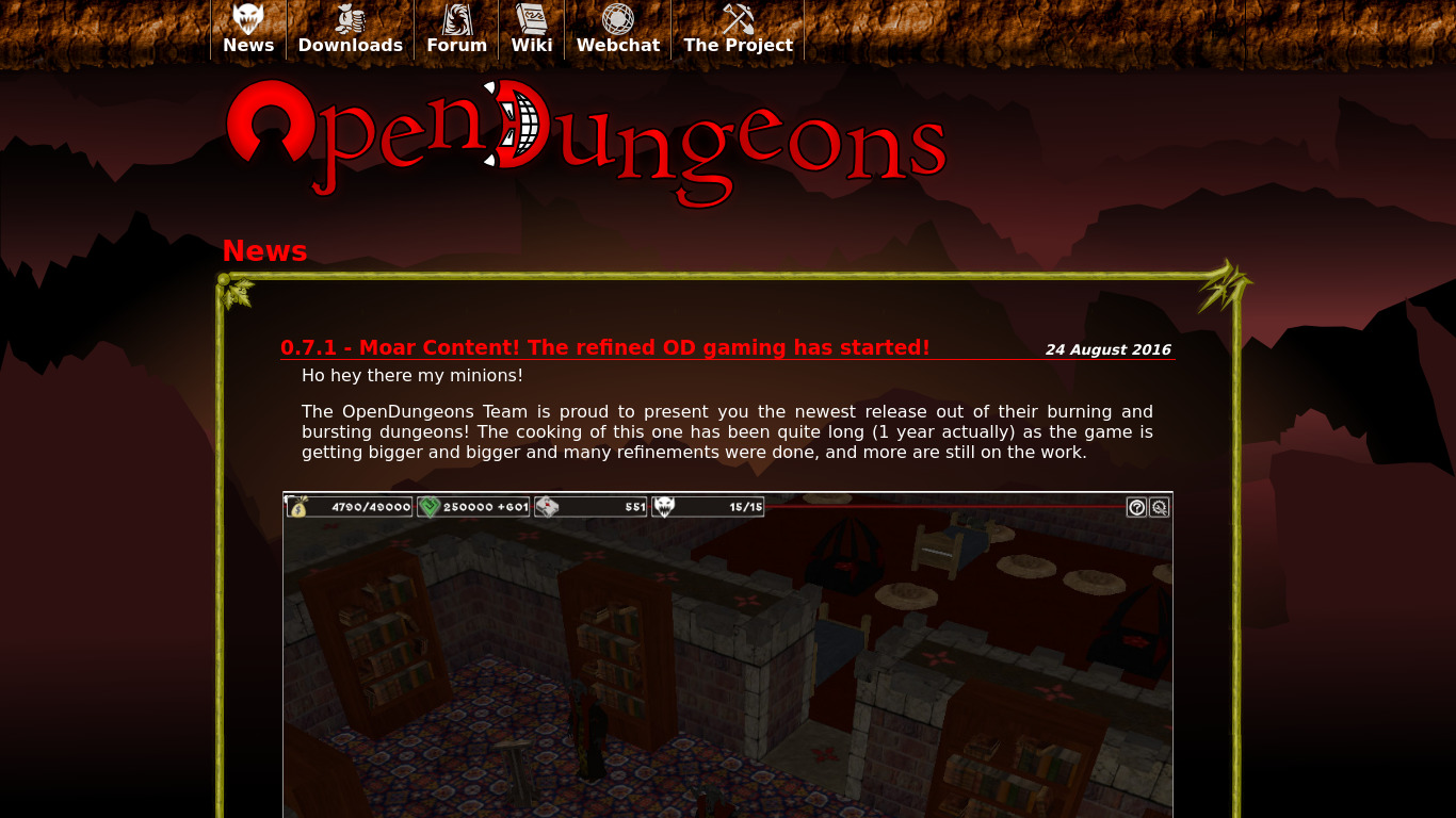 OpenDungeons Landing page