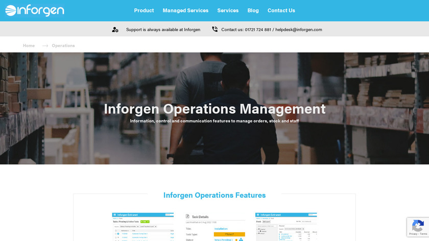 Inforgen for Retail Management Landing Page
