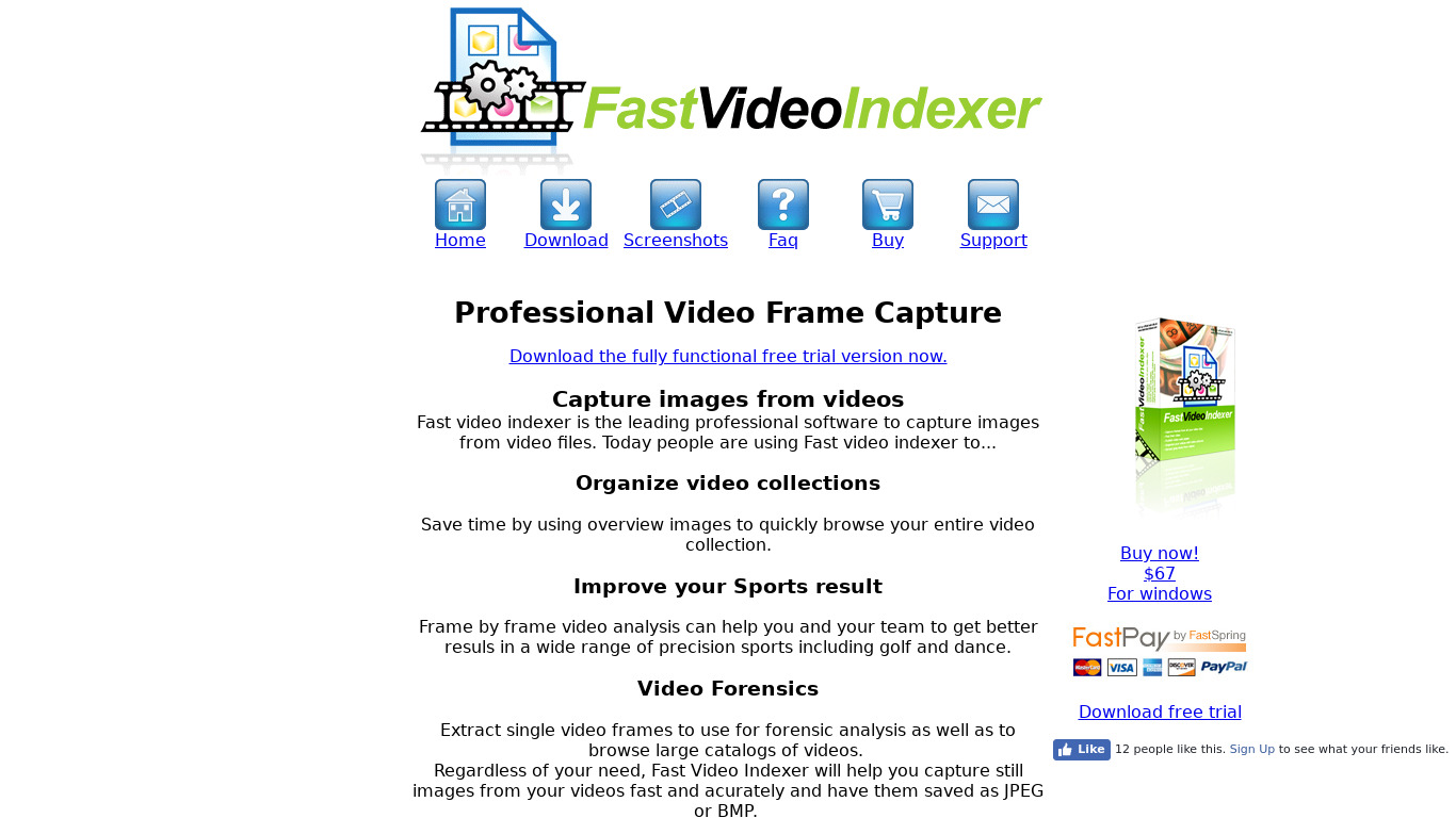 Fast Video Indexer Landing page