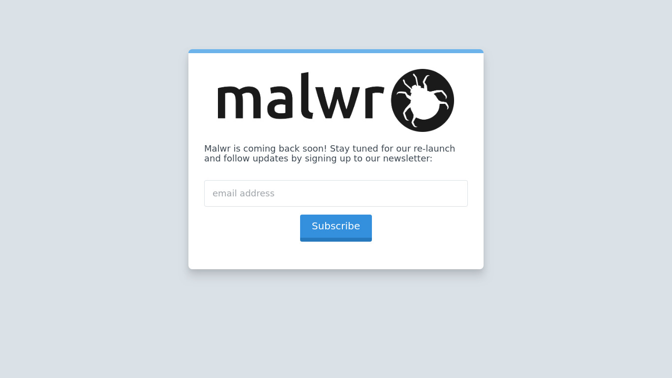 Malwr Landing page