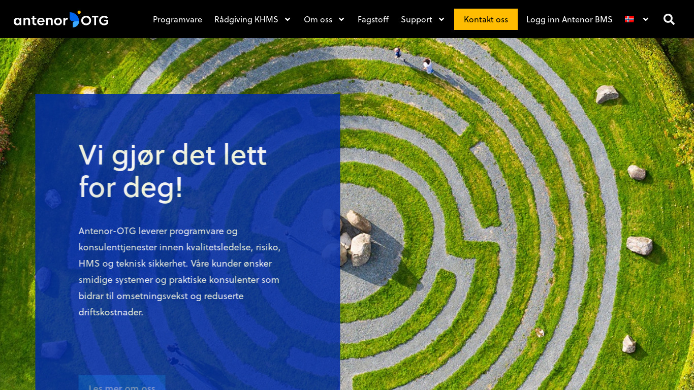 Antenor Management System Landing page