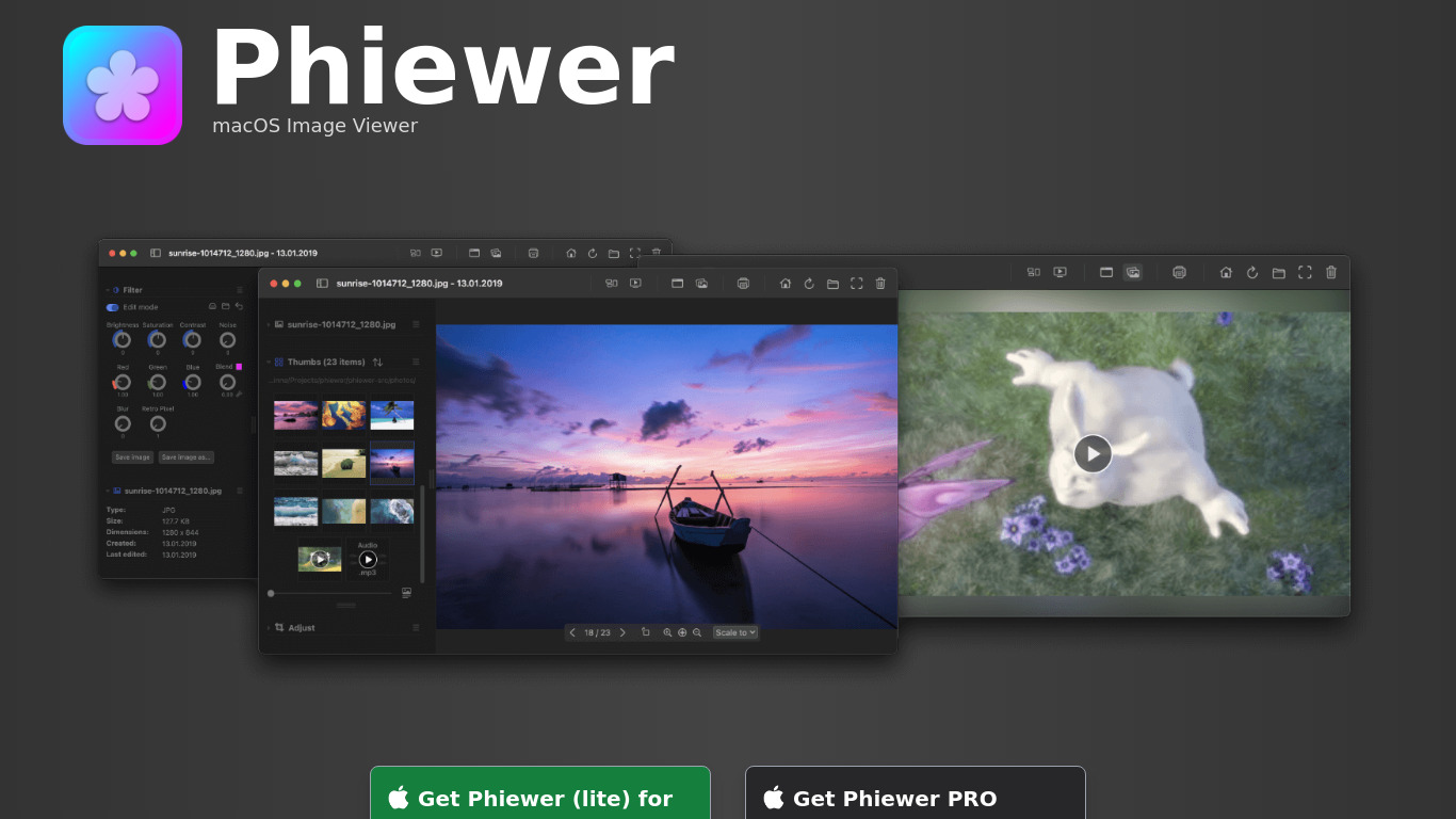 Phiewer - Image Viewer Landing page