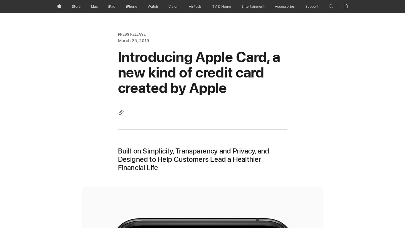 Apple Card Landing page