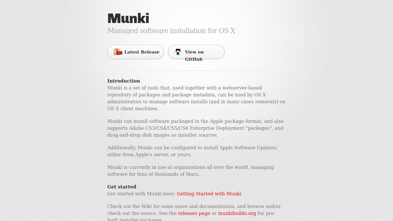 munki Landing page