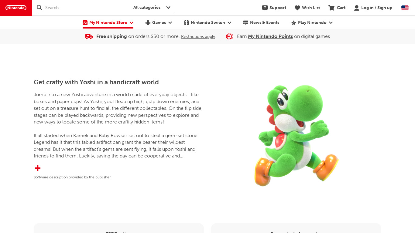 Yoshi's Crafted World Landing page