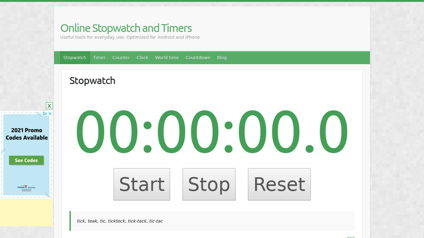 Online Stopwatch and Timers Landing Page