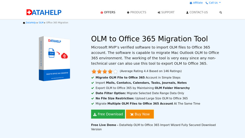 DataHelp OLM to Office 365 Landing Page