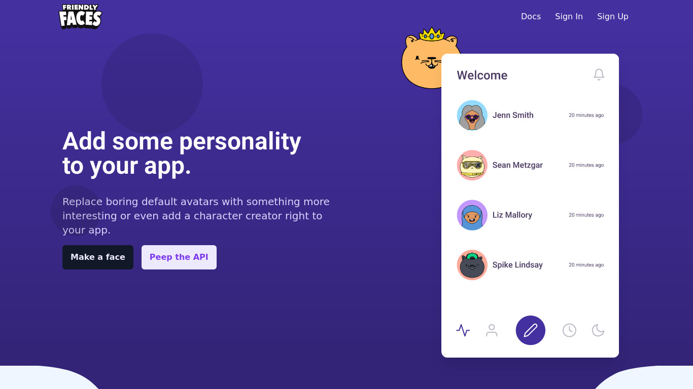 Friendly Faces Landing page