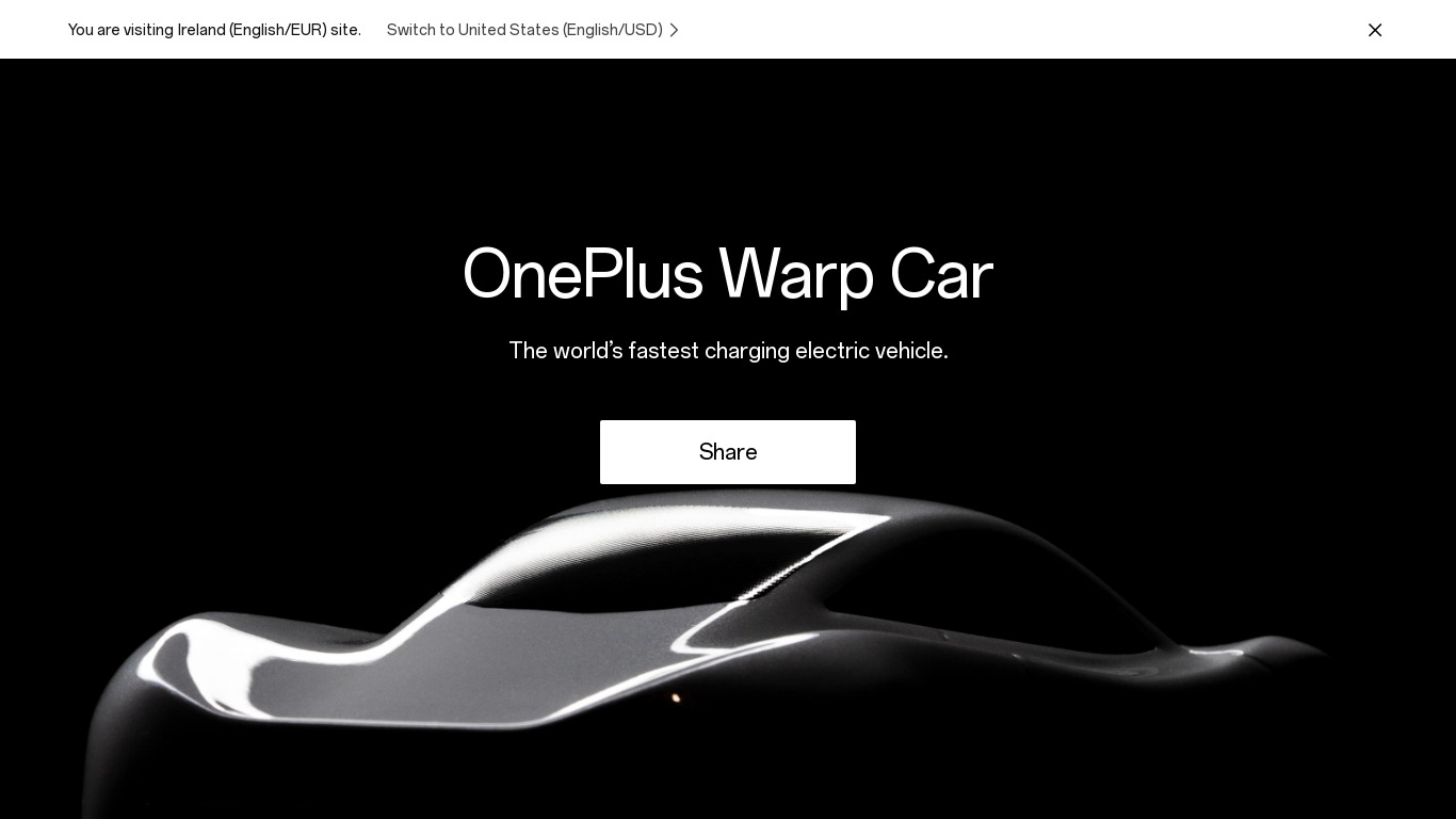 OnePlus Warp Car Landing page