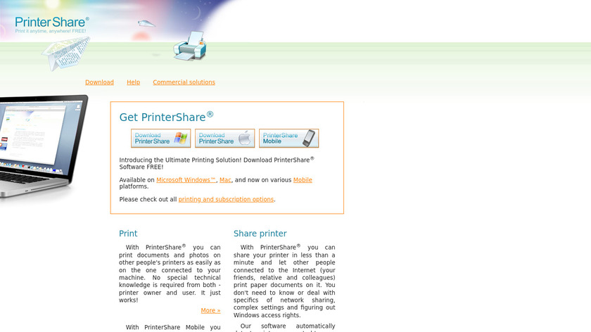 Printershare Landing Page