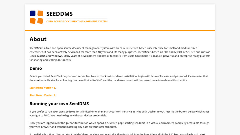SeedDMS Landing Page