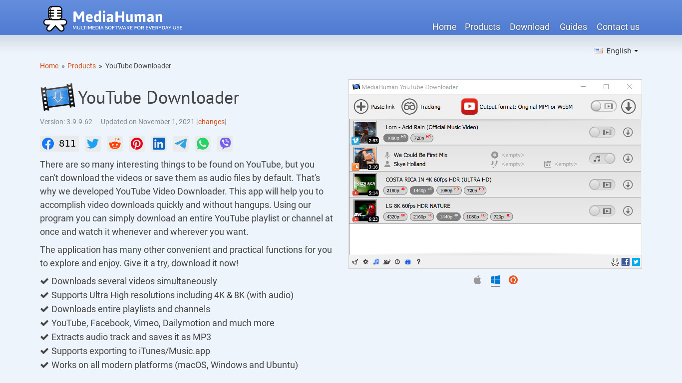 MediaHuman YouTube Downloader Landing page