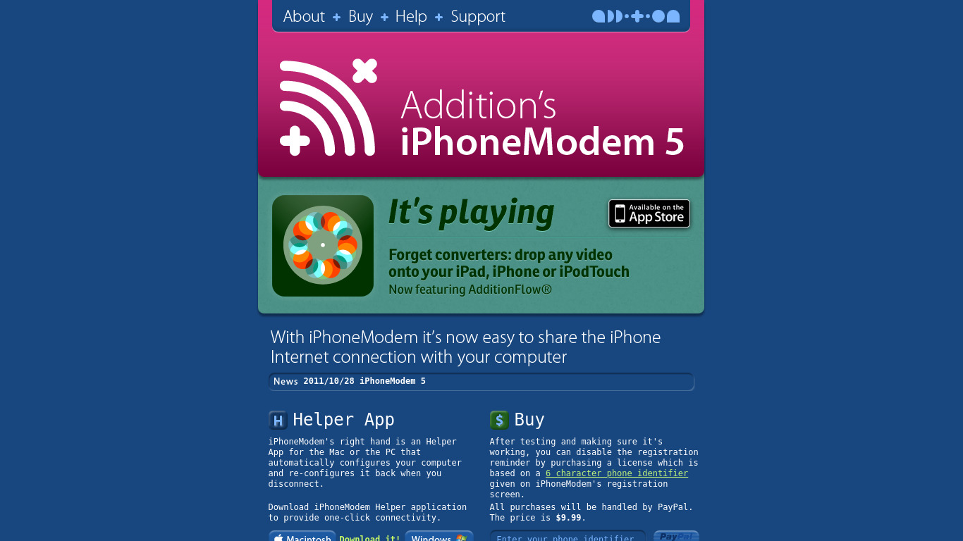 iPhoneModem Landing page