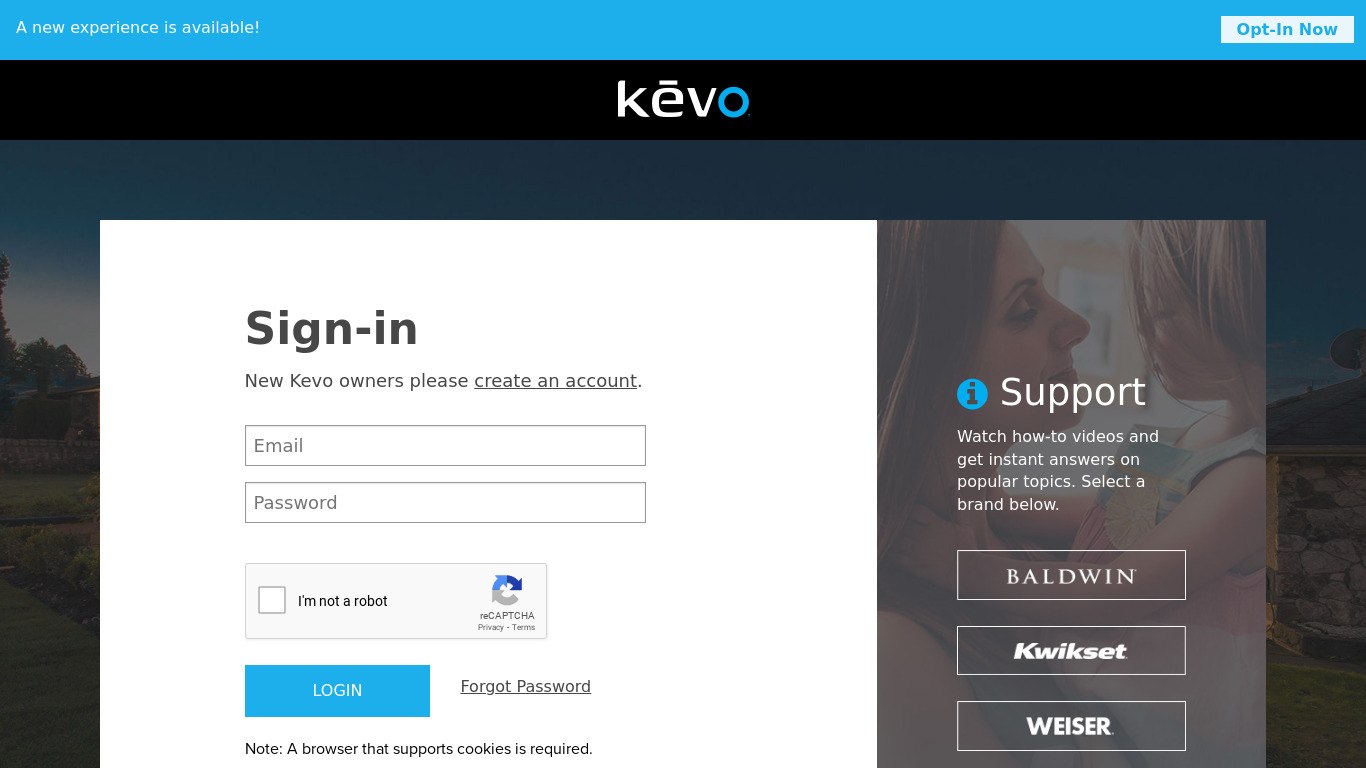 Kevo Landing page