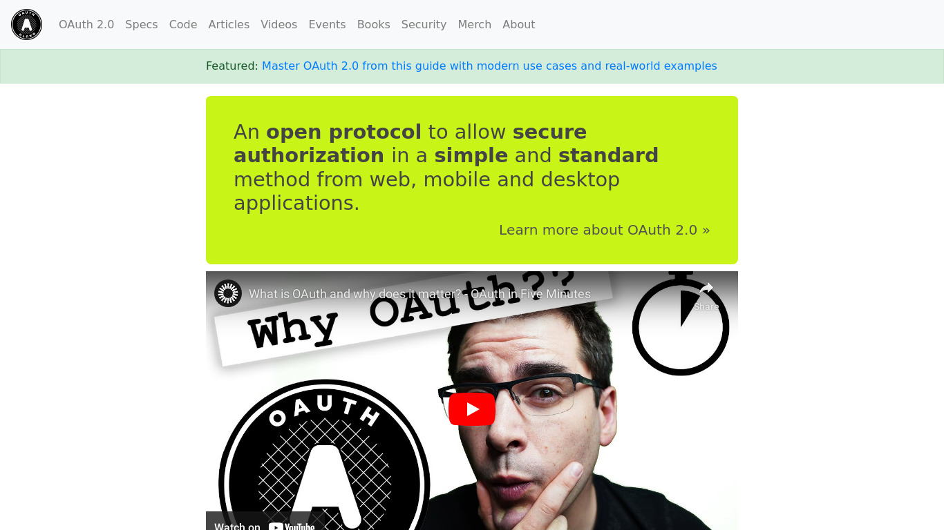 OAuth Landing page