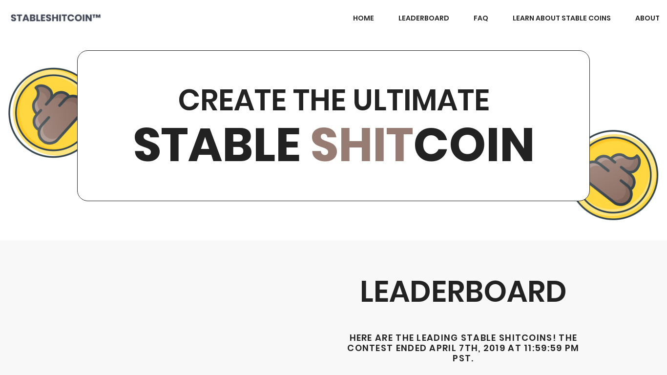Shit Stablecoin Landing page