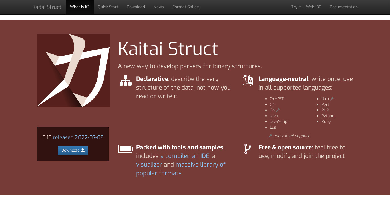 Kaitai Struct Landing page