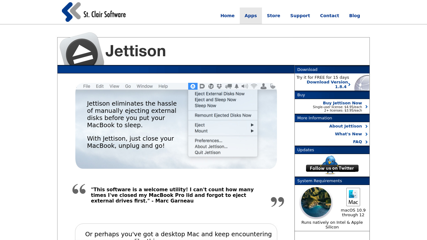Jettison Landing page