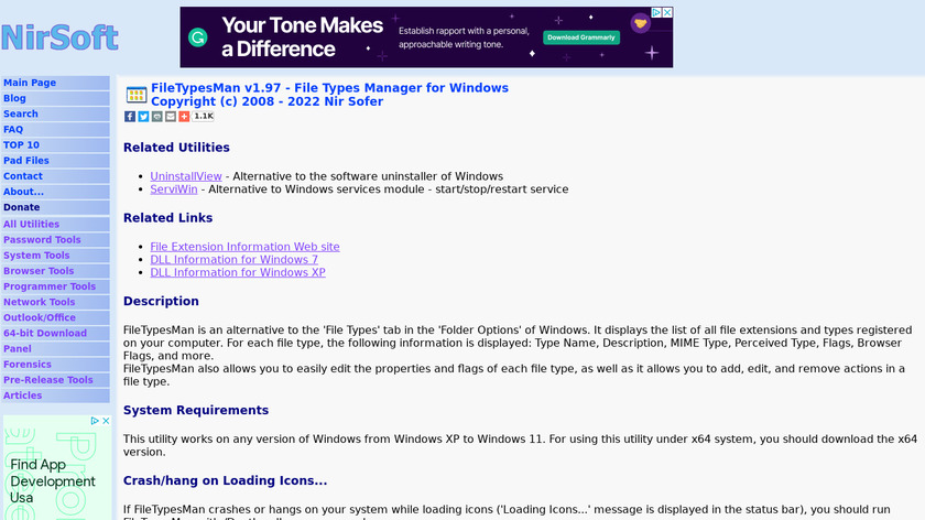 FileTypesMan Landing Page