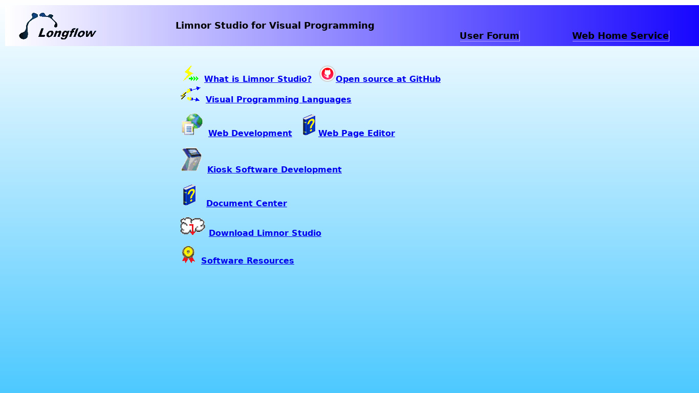 Limnor Studio Landing page
