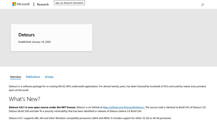 Microsoft Research Detours Landing Page