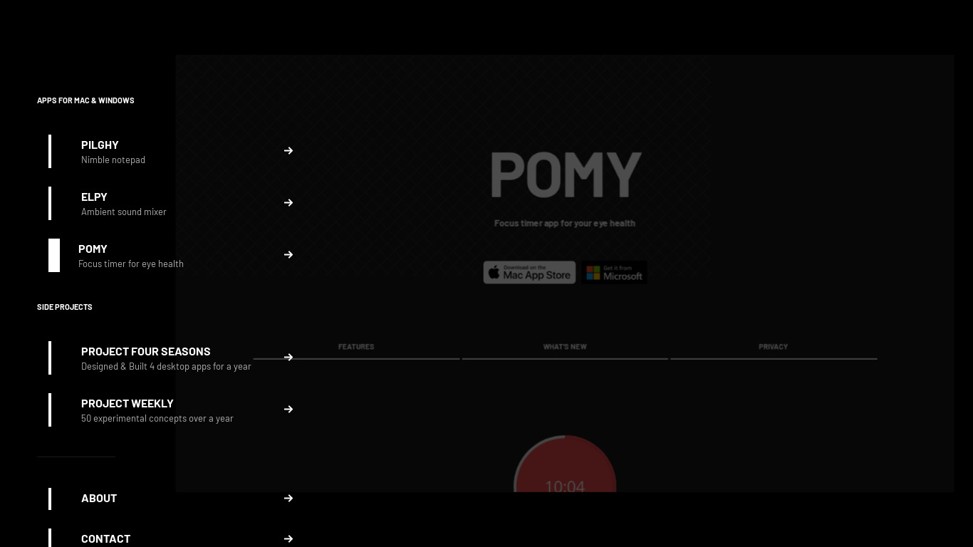 Pomy Landing page