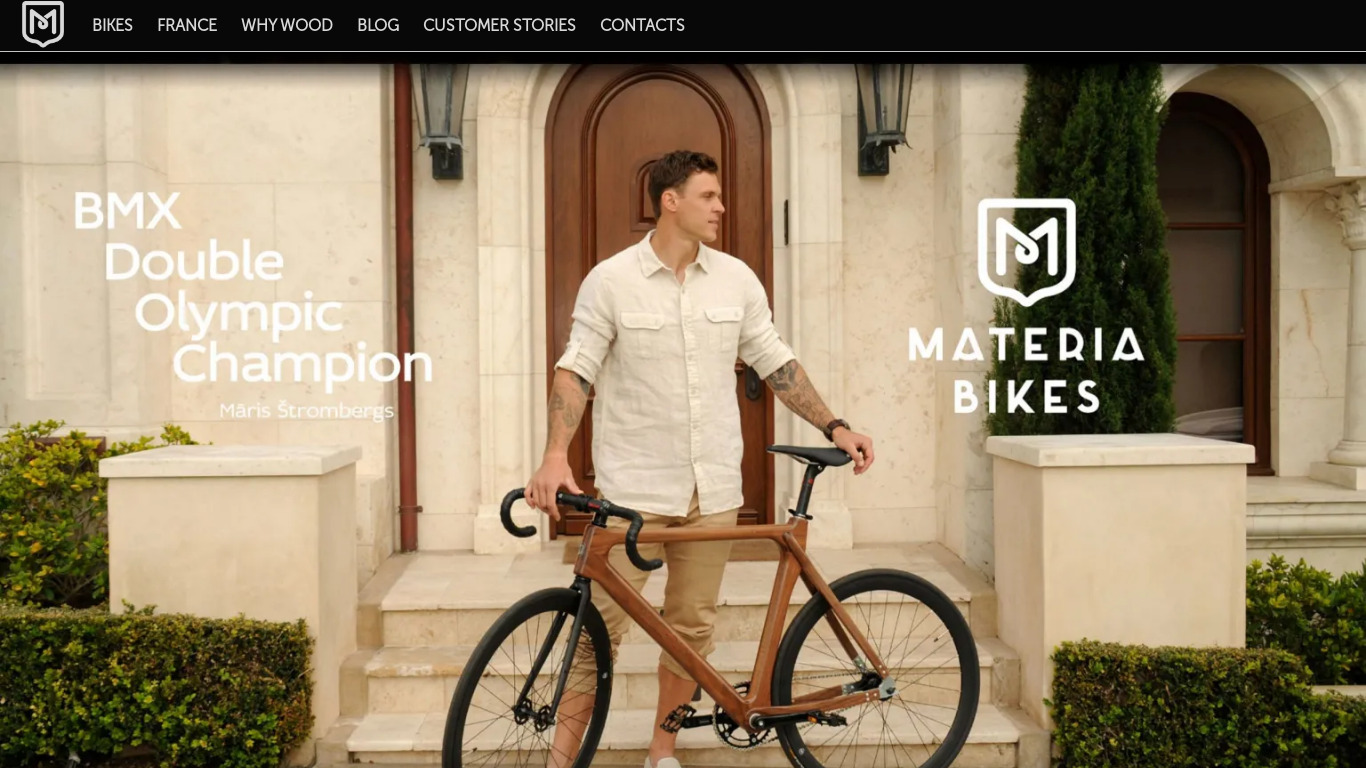 Materia Wooden Bikes Landing page