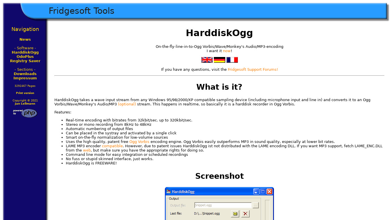 HarddiskOgg Landing page