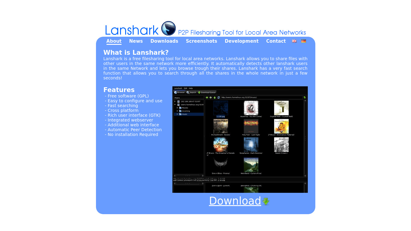 Lanshark Landing page
