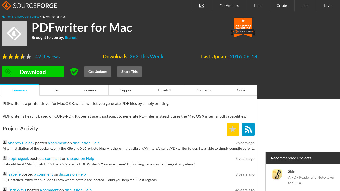 PDFwriter for Mac Landing page