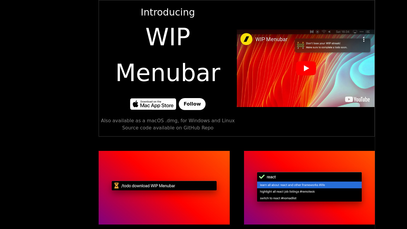 Menubar for WIP Landing page