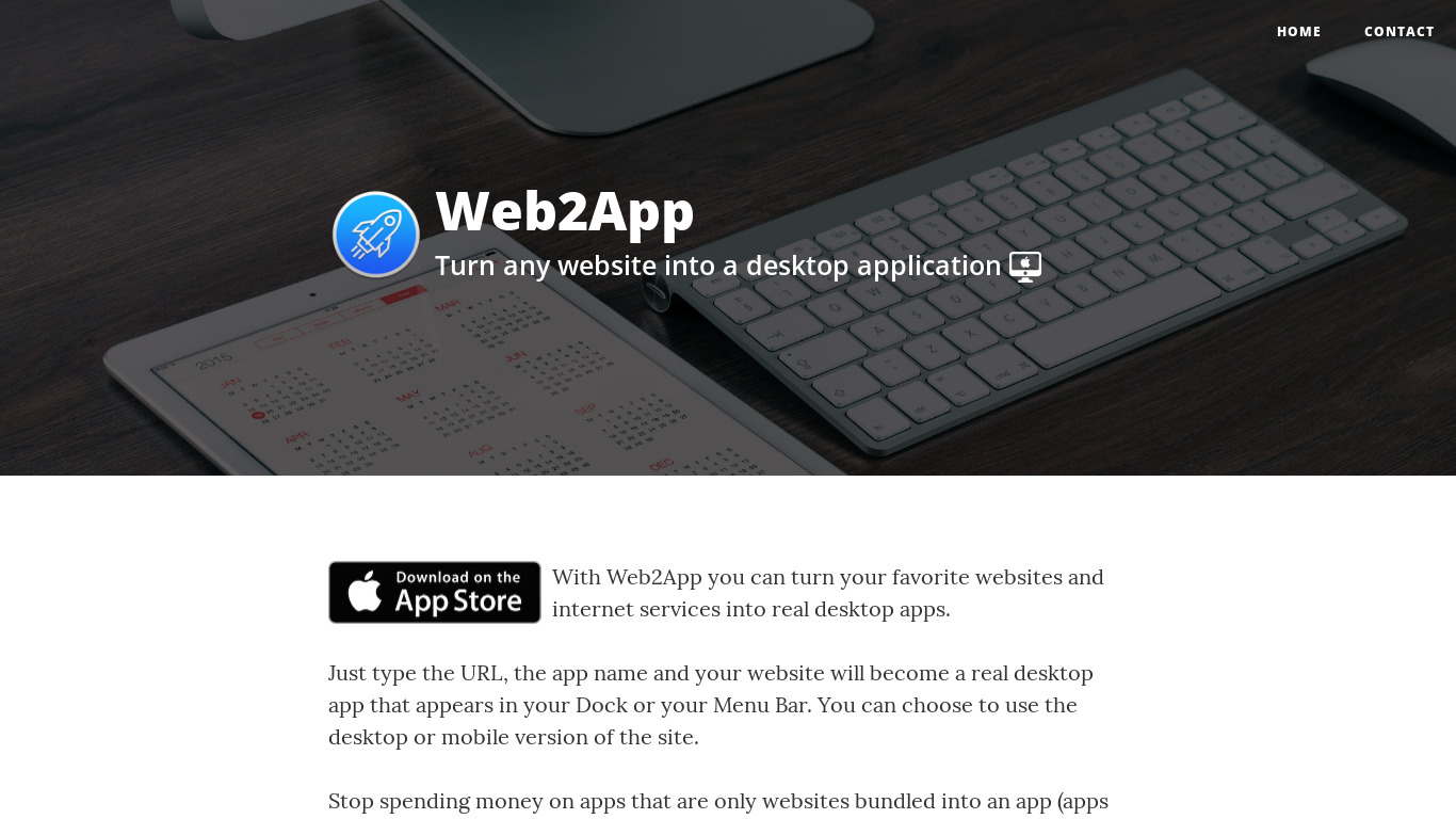Web2App Landing page