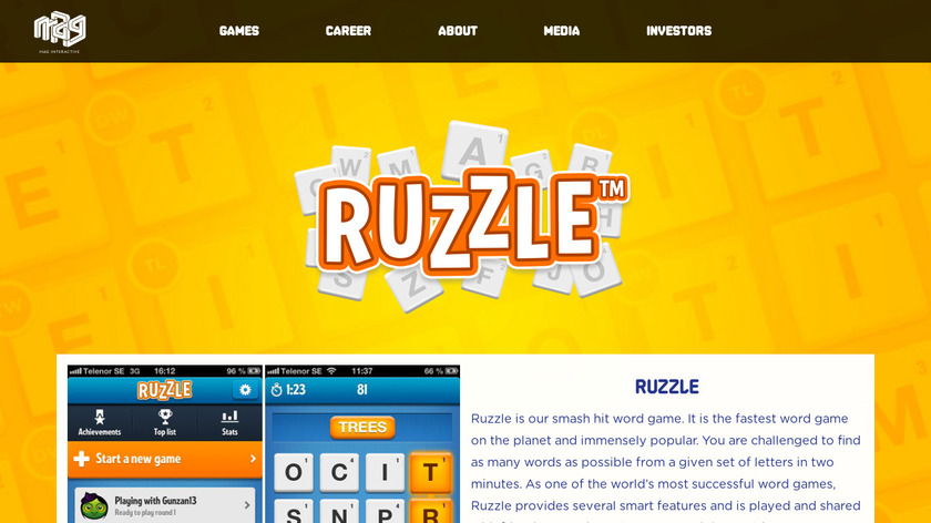 Ruzzle Landing Page