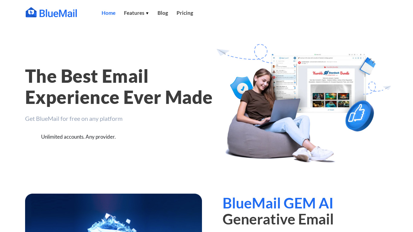 BlueMail Landing page