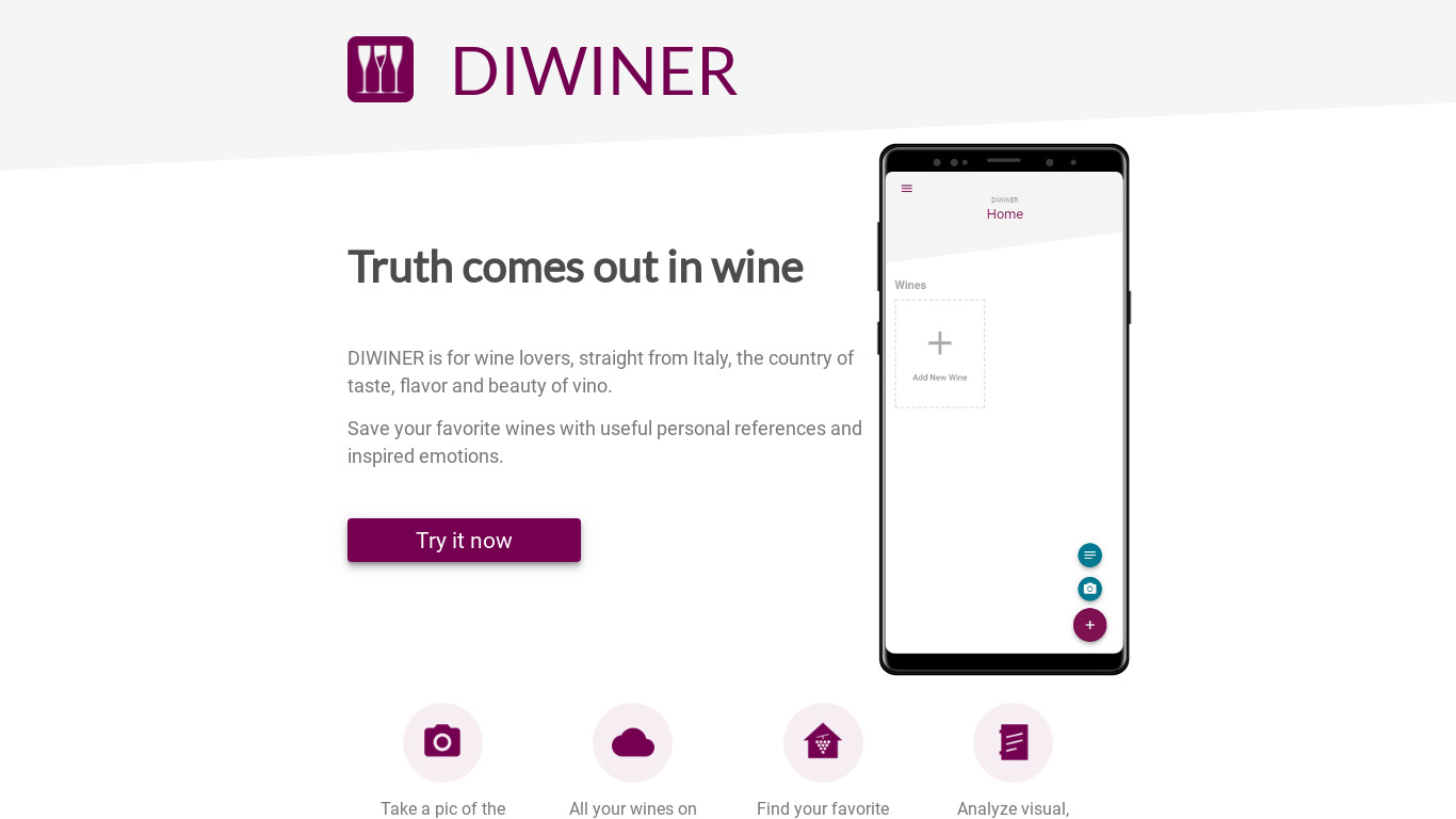 Diwiner Landing page